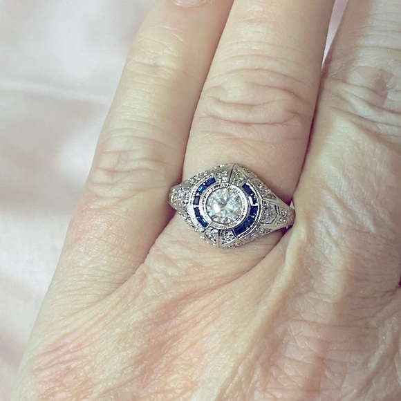 5A & 925 Sterling See video! Antique Sapphire 925 & 5A vintage ring! 6-155 - Picture 8 of 10